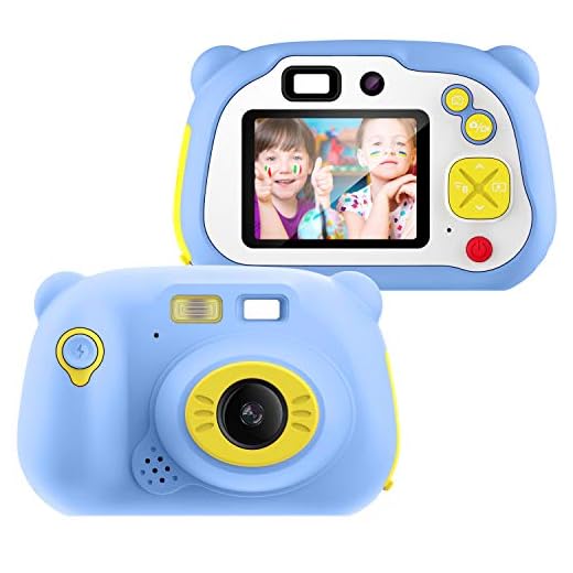 Cámara para Niños con Tarjeta TF,Cámara Digitale Selfie para Niños,Video cámara Infantil con Pantalla de 2 Pulgadas,HD 1200 MP/1080P Doble Objetivo,a Prueba de Golpes,Carcasa de Silicona (Azul)