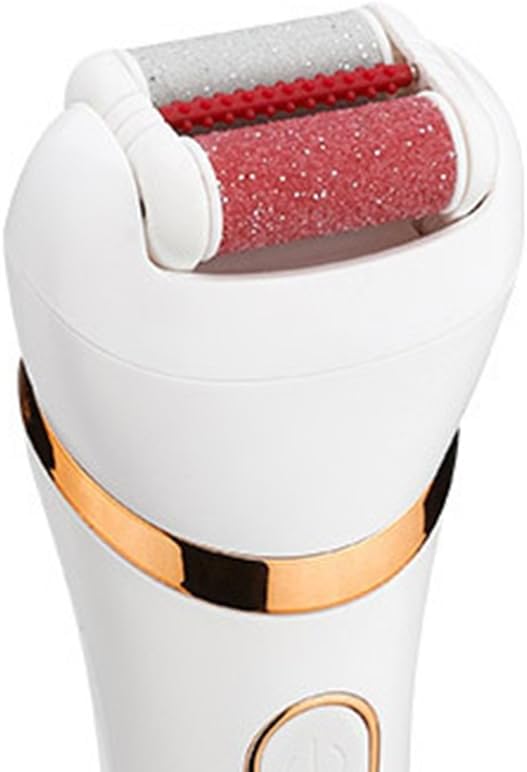 Close-up of the GERTZY M-6008 with the callus remover head attached, showing the textured roller for exfoliation.