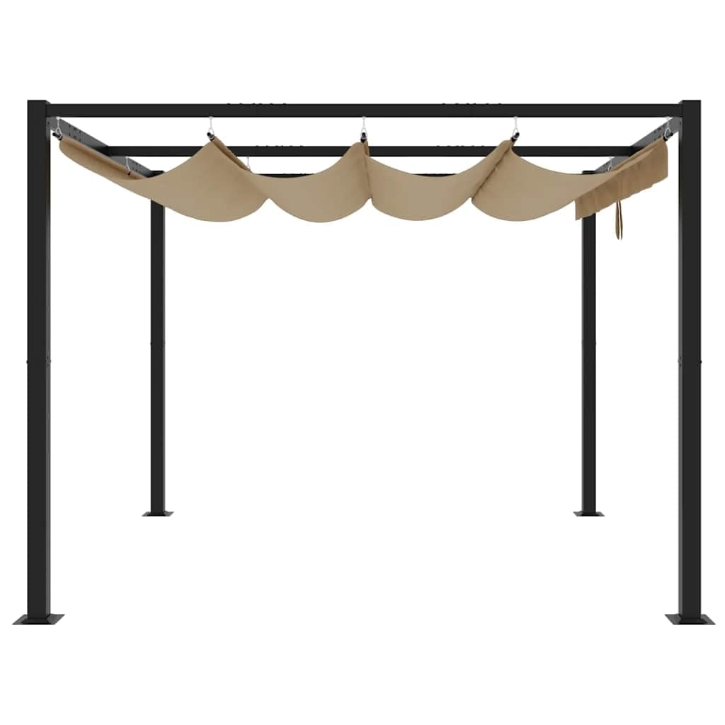 Altana z wysuwanym dachem 3 x 3 m stal taupe