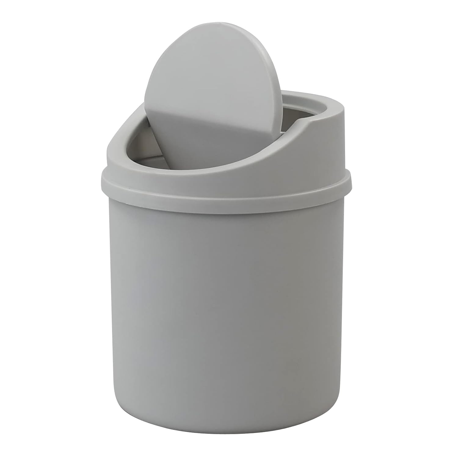 2 L Plastic Mini Trash Can, Tiny Garbage Can with Lid, Gray