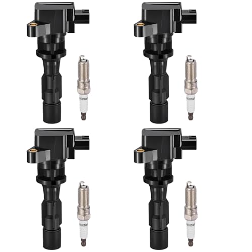 Image of BDFHYK 4 Ignition Coil Pack UF604 and 4 Iridium Spark Plug 5019 Compatible with Mazda 2008-2010 5 2.3L l4, 2012-2015 5 2.5L l4 Coil for 5C1742 9212174 C753 E1104 E333 GN10623