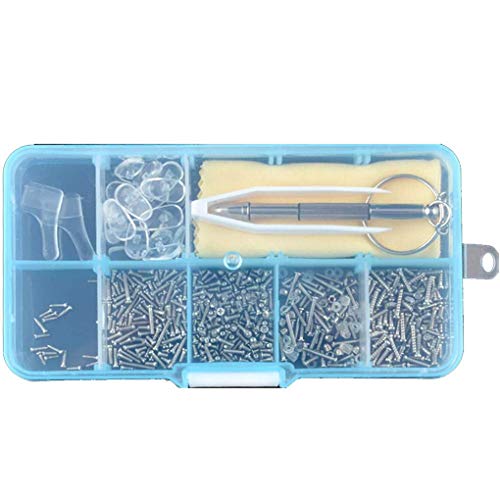 OctinPris Eyeglass Sunglass Repair Kit with Screws Tweezers Screwdriver Tiny Micro Screws Nuts Assortment Stainless Steel Screws Glasses Repair Nose Pads for Spectacles