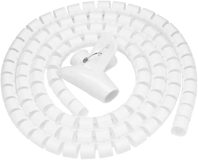 5M Spiral Wrap Cable Tube Cutable Flexible Cable Tidy Tube Cord Protector Cable Organizer for TV PC Wire Manage and Organize (10mm, White)