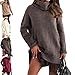Generisch Damen-Set aus Rollkragenpullover-Minikleid, bestehend aus einem weichen Strickkleid und einem eleganten Unterkleid mit Spitzenbesatz (Brown,S)