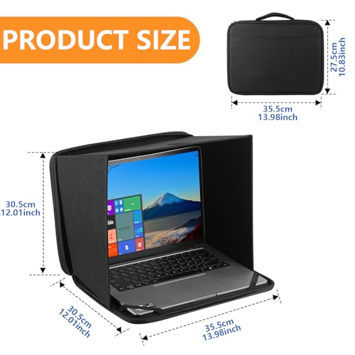 HoYiXi Universal Foldable Laptop Sun Shade & Privacy Shield - Fits 12-14 inch Laptop - Blocks Sunlight, Protects Privacy, Working Outdoor Travel,Anti - Glare,Laptop Sleeve Bag,(Patent Pending)-Black by HoYiXi - Image 2