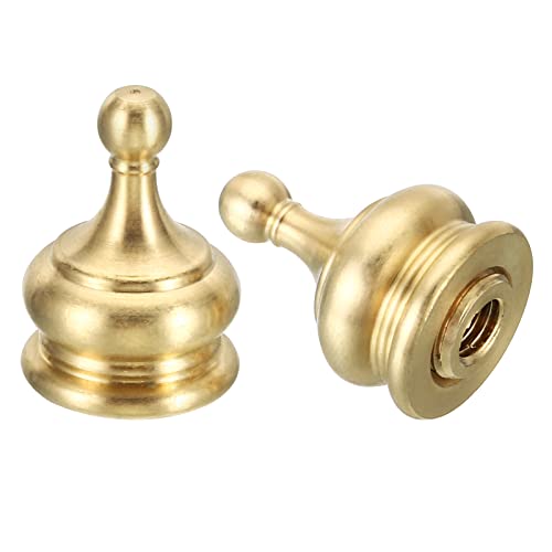 Image of PATIKIL 1 inch Tall Brass Lamp Finials Cap Knob, 2 Set Lamp Screw Holder Tapped 1 /4-27 for Table and Floor Lamp Shade Decoration, Gold Tone