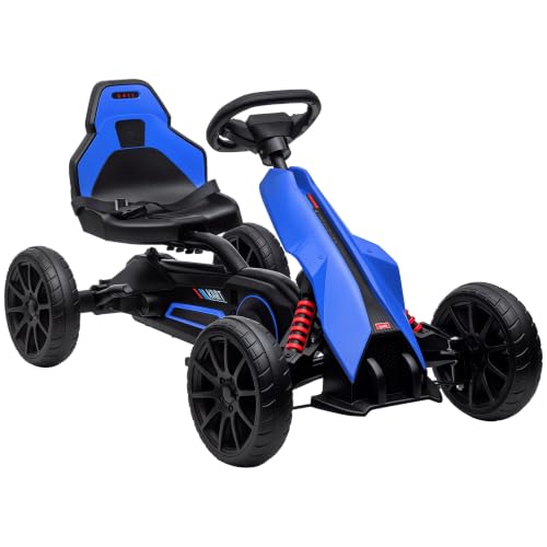 HOMCOM Gokart Tretauto mit Handbremse für Kinder 3-8 Jahren Schwarz