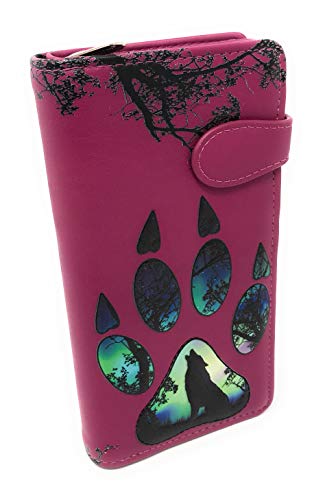Shag Wear Wolf Paw Large Animal Wallet for Women and Teen Girls Vegan Faux Leather 7