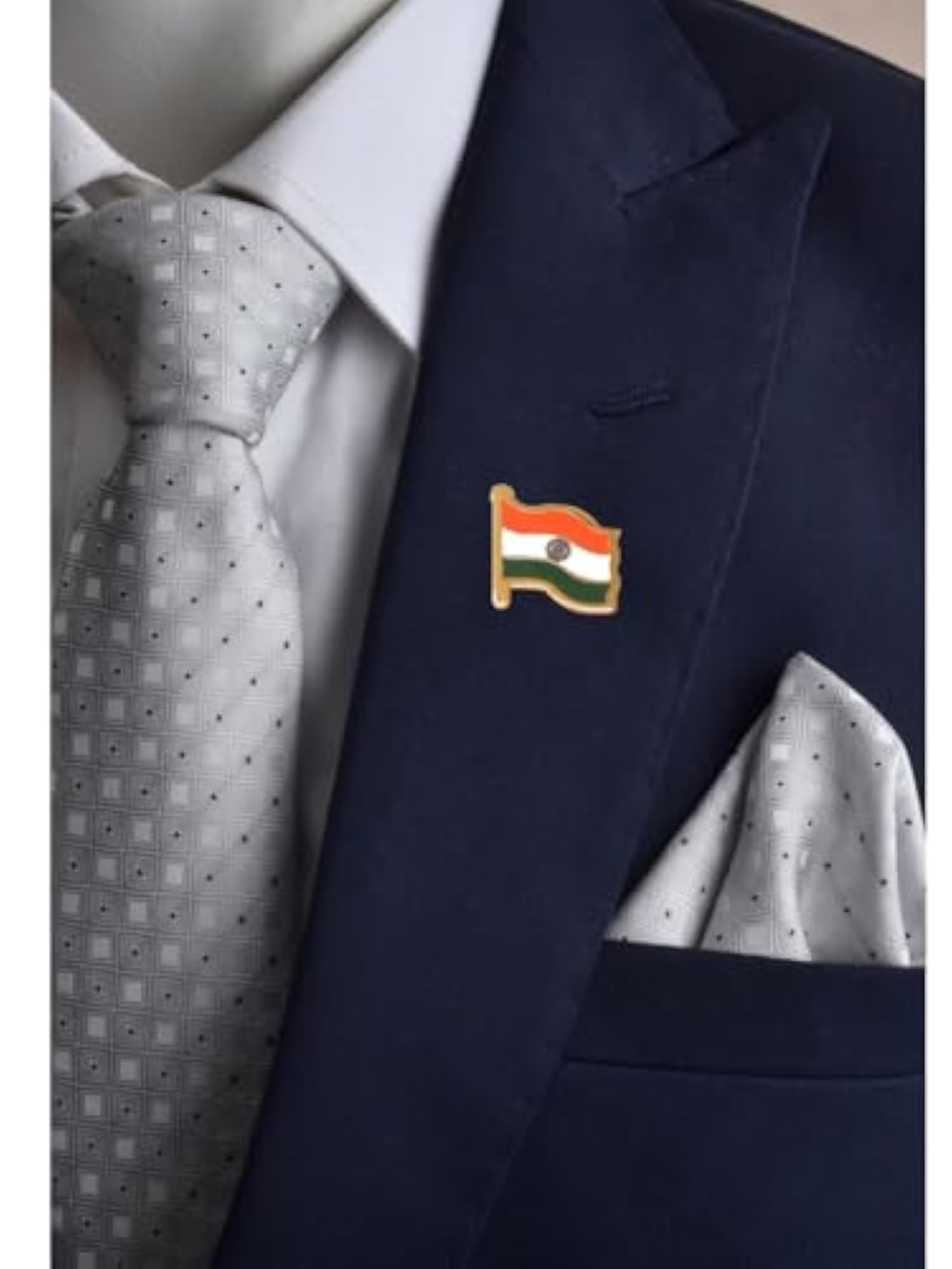 Brass Metal Indian National Flag Badge with Pin, Brooch