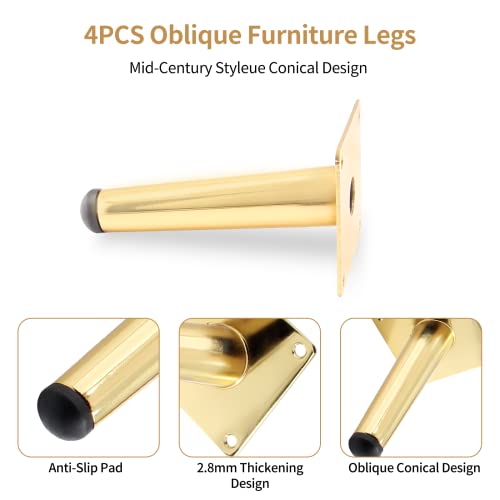 Patas de sofá de mediados de siglo resistentes de 4 pulgadas para elevar sillones 4
