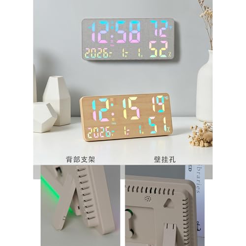 Horloge murale numérique design épuré à éclairage d'ambiance variable