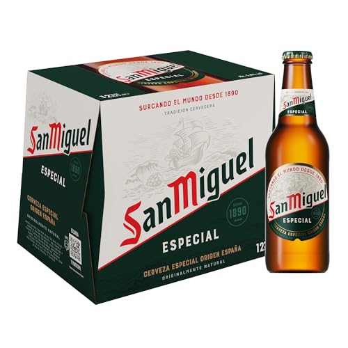 San Miguel Especial Lager, Pack 12 Botellas de 25cl, Cerveza Premium Española, Calidad Tradicional y Sabor Refrescante, 5.4% Volumen de Alcohol