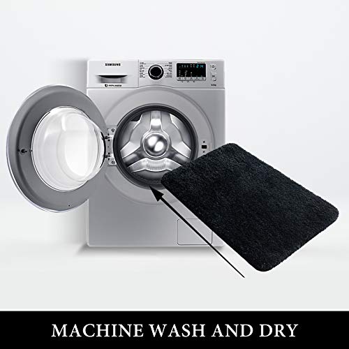 Miulee Black Absorbent Bath Rugs, Soft Large Bathroom Mats Non-Slip And Quick-Drying For Bathroom Floor Bathtub Showers, Machine Washable Carpet (24 X 36 Inches) #TOP4