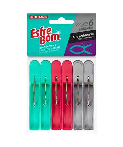 Prendedor Plástico Mega, embalagem com 6 unidades., EsfreBom