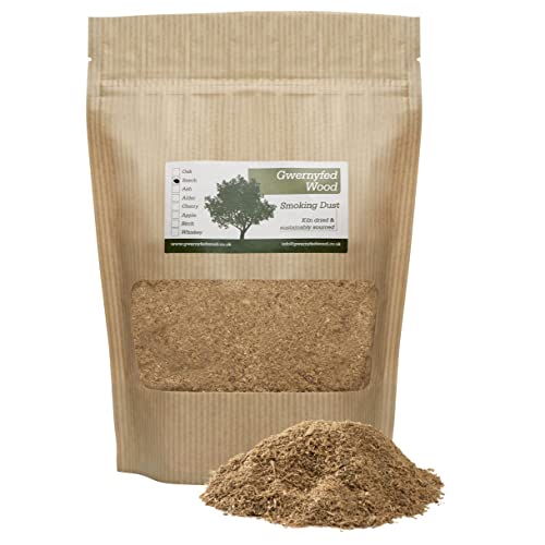 Fine Smoking/Smoker Dust for Cold Smokers 1.5 Litre. Milled to 0-1mm in Wales from our woodland for a perfect, long smoke. Apple, Oak, Cherry, Whiskey Barrel, Alder & Beech. (Beech)