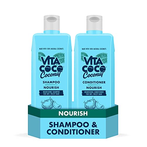 Vita Coco Nourish Shampoo and Conditioner Bundle (2x400ml) for dry and frizzy hair, protects and repairs the Hair with 100 Percent natural coconuts, suitable for all hair types