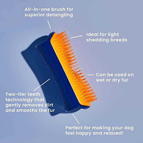 Tangle Teezer | Pet Teezer | Szczotka dla psa do rozczesywania i pielęgnacji, ergonomiczna i łatwa do czyszczenia, delikatnie usuwa węzły, luźne włosy i brud dzięki dwupoziomowym zębom, granatowy i