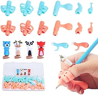 Xinghua Pencil Grips for Children, Finger Kids Handwriting, Ergonomic Posture Correction Writing Aid, Preschoolers, Left or Right Handed Kids, Autism Adults, Multicolor, Assorted, 18 Piece Assortment