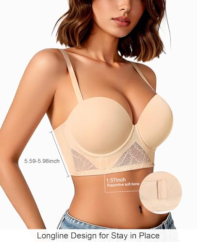 Backless Bra Halter Low Back Bras for Women Underwire Padded Support Bra with Convertible Straps3