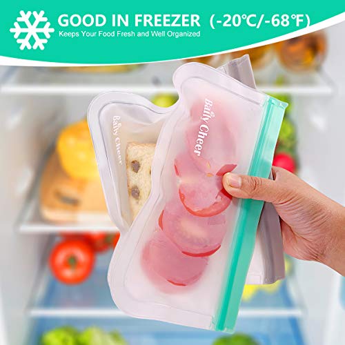 12 Pack Reusable Food Storage Bags Bpa Free Extra Thick Dishwasher Safe 6 Reusable Sandwich Bags + 6 Reusable Snack Bags Dual Leakproof Freezer Bags #TOP4