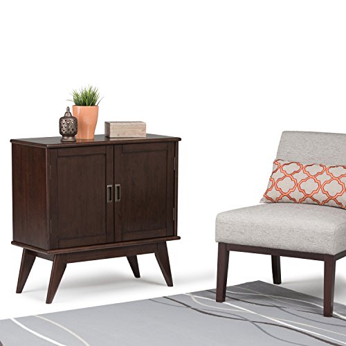 Simpli Home Draper SOLID WOOD 32 inch Wide Mid Century Modern Low Storage Cabinet in Medium Auburn Brown, with 2 Doors, 2 Adjustable Shelves - Thumbnail 6