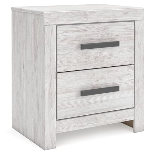 Signature Design by Ashley Cayboni Vintage 2 Drawer Nightstand with Safety Stop for Bedroom, 24.37