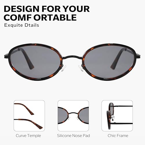 Image of boten Retro Oval Sunglasses for Women 90s Small Gold Frame Sun Glasses Lightweight Cute Chic Sunnies