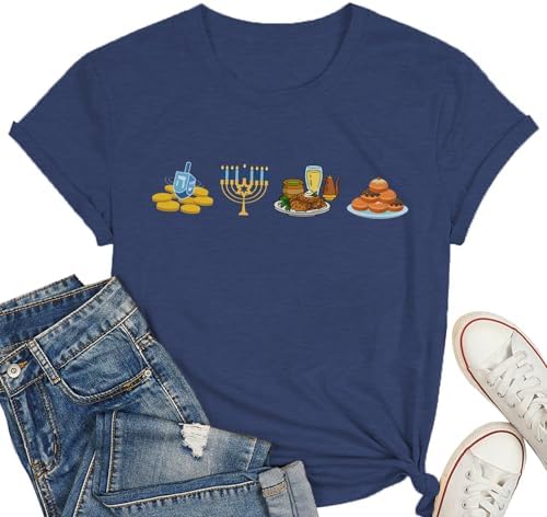 Happy Hanukkah Shirt Women Chanukah Tshirt Jewish Festival Celebration tee top