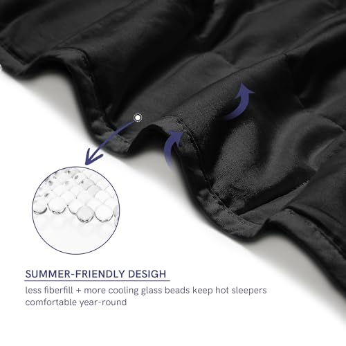 Image of YnM Cotton King Size Weighted Blanket for Adults (88x104 Inches, 25 Pounds, Black), Smallest Compartments with Cooling Glass Beads,Heavy Blanket for Two Persons of 110~190lbs on Queen or King Bed