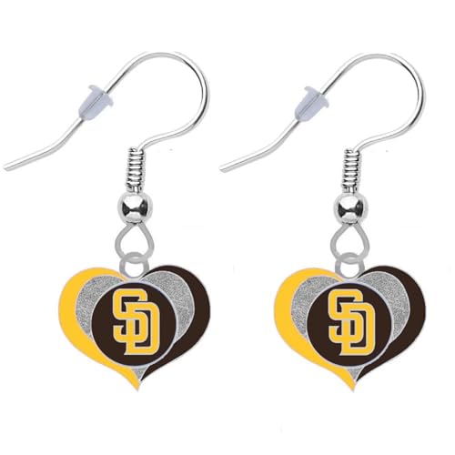 Acorn Products San Diego Swirl Heart Shaped Dangle Earrings, Brown, Yellow, Silver