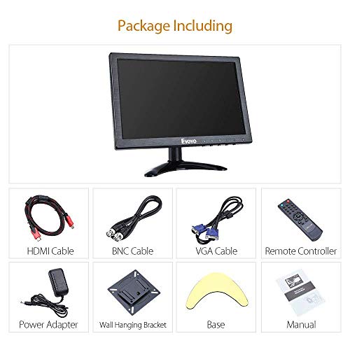 Image of Eyoyo 10 inch HDMI 1920x1200 IPS LCD Screen Monitor Display with BNC VGA AV Output with Built-in Loudspeakers for CCTV /DVD /PC /Laptop /DVR /CCD /Camera