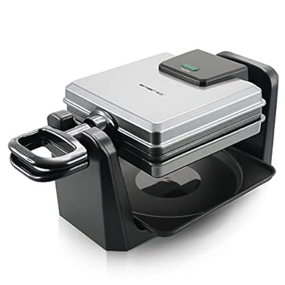 Emerio drehbares Waffeleisen für 4 belgische Waffeln zugleich, mit professioneller Dreh-Funktion, antihaftbeschichtete Platten, Temperaturregler, 1000 Watt, "gut" getestet, Silber, WM-110984.4 – Bild 6