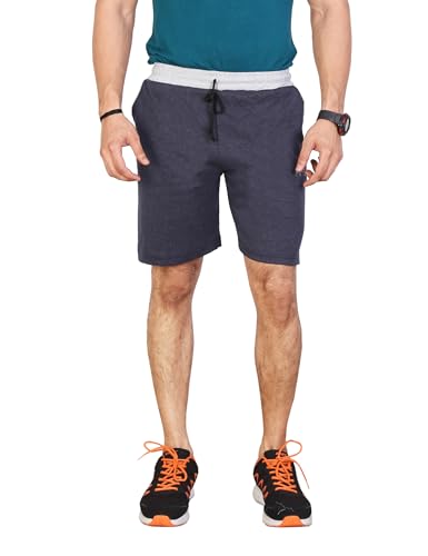 Image of Particle Men's Plus Size Big Size Bermuda Shorts | 230 GSM Ribbed Cotton Half Pant for Men with Deep Side Pockets | Sizes XL-5XL (34-52 Inch Waist)