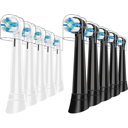 iO Brush Heads Compatible with Oral B iO Toothbrush Head, for Oral B iO 2 3 4 5 6 7 8 9 10 Series Electric Toothbrushes, Powerful Cleaning, Genuine Quality, 5 Black+5 White