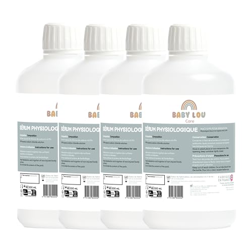 BABYLOU CARE | Suero fisiológico en botella 4x500ml | NaCl 0,9% | Fabricado en Francia | Lavado de fosas nasales | Higiene nasal | Para irrigación externa