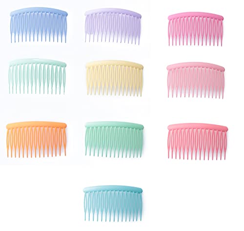 Ruwado 10 Pcs Hair Side Comb Set 15 Teeth Colorful Plastic Twist French Vintage Hair Comb Accessories Wide Teeth Hair Clips For Women Girls Diy Bridal Wedding Veil Hair Supplies #TOP12