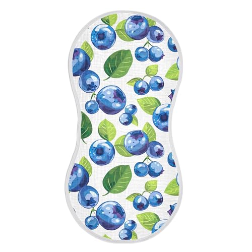 xigua Blueberries Pattern Baby Burp Cloths for Newborn Boys and Girls 1 Pack, Soft & Absorbent Cotton Baby Burp Cloth, Baby Washcloths, Newborn Towel, Burp Rags