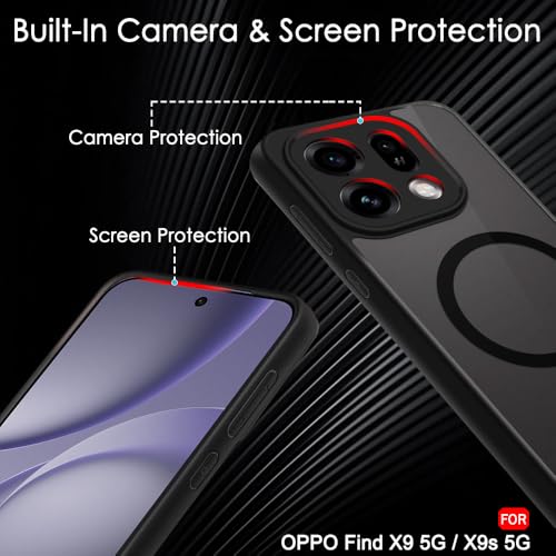 Image of TheGiftKart Hybrid Shockproof Back Cover Case for Oppo Find X9 5G / X9s 5G Compatible with MagSafe | Camera Protection Module | Hard Back Cover (PC & TPU, Translucent Smoke Matte Back, Black Sides)