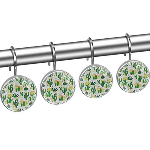 Crochets pour rideau de douche durables en acier inoxydable et décors cactus faits main - 3