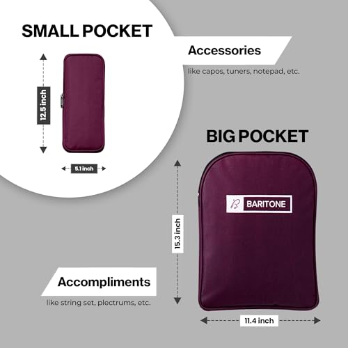Image of Baritone Guitar Gig Bag Cover Padded for All Guitar Like Yamaha FS80C, F280, F310, F370, F620, APX600, CPX600 (Maroon)