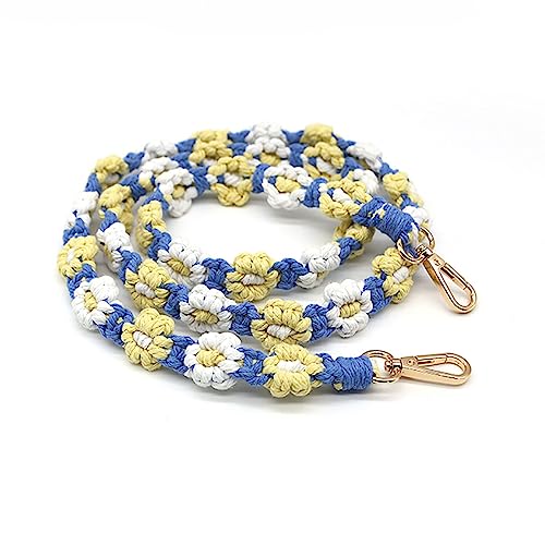 Image of Handmade Woven Cotton Rope Flower Shoulder Strap Bag Strap Purse Strap Crossbody Replacement Strap