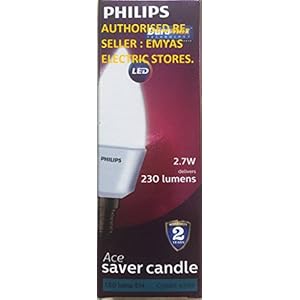 Philips Ace Saver Base E14 2.7-Watt LED Lamp (Pack of 6, Crystal White)