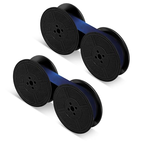 Lot de 2 paires de rubans encreurs universels pour machine à écrire - Double bobine de ruban de rechange pour machine à écrire vintage - Bleu