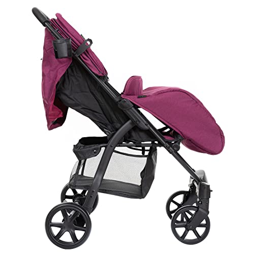 SAYOYO Buggy Leicht und Bequem, ab Geburt bis 36 Monate bis 22kg, Faltbarer Kinderwagen, mit Gliederbremse, Verlängertes Verdeck mit Reißverschluss, Einkaufskorb, Violett