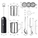 Milk Frother Handheld Coffee Art Set, Electric Coffee Frother with Milk Frother Pitcher, Powder Cocoa Shaker, Coffees Stencils, Coffees Spoons, Latte Art Pen