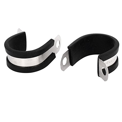 Aexit 28mm Dia Clamps EPDM Rubber Lined P Clips Water Pipe Tube Clamps Strap Clamps Holder 2pcs
