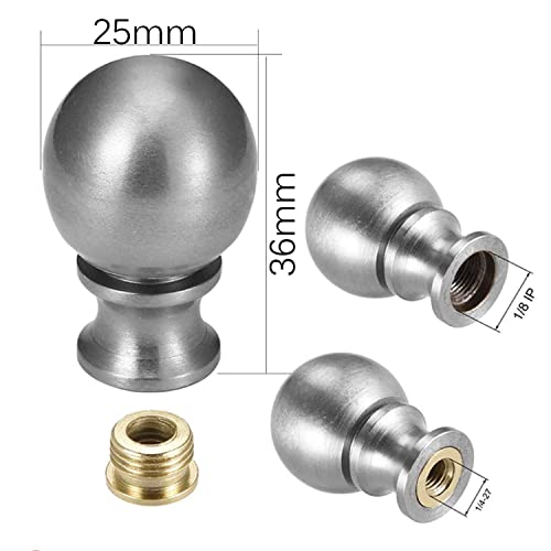 Image of TWDRTDD 2Pcs Lamp Finials,1-1 /2 Inch Tall Brushed Nickel Finish Ball Lamp Topper Knob Decoration for Tabletop Lamps or Floor Lamps