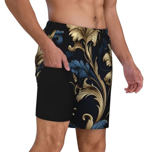 Damask Pattern Print Men Stylish Functionality Swim Trunks Breathable Beach Shorts Surfing Gym Fishing3