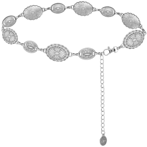 Image of Women's Concho Chain Belt Western Cowgirl Metal Waist Chain Belt for Dress