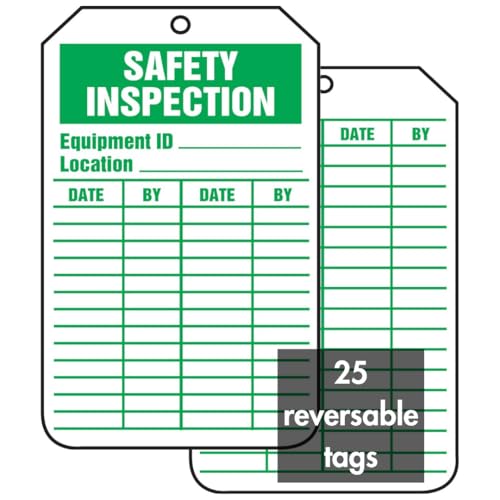 Tarjeta de inspección verde sobre blanco con leyenda de seguridad